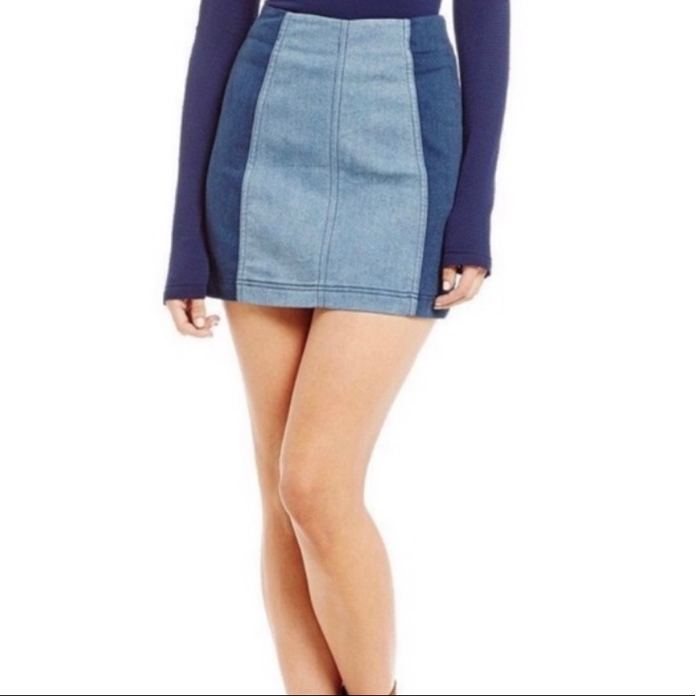 Free People two-times jean mini skirt, size 6